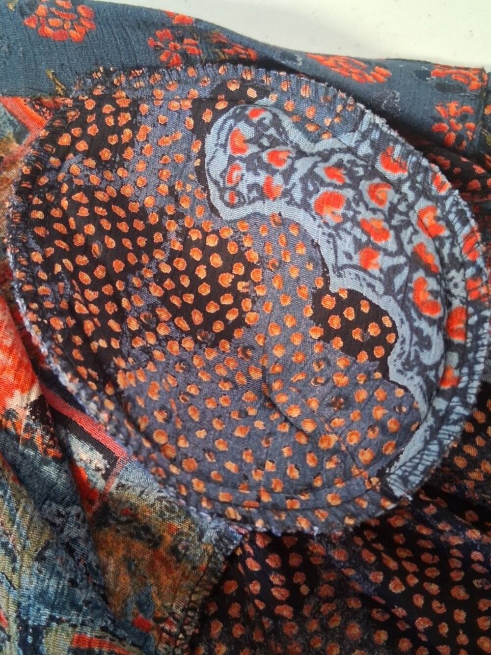 Vintage 1990s Carole Little Petites Blouse 12 P Boho Crinkle Rayon Jingle Artsy - Picture 11 of 16